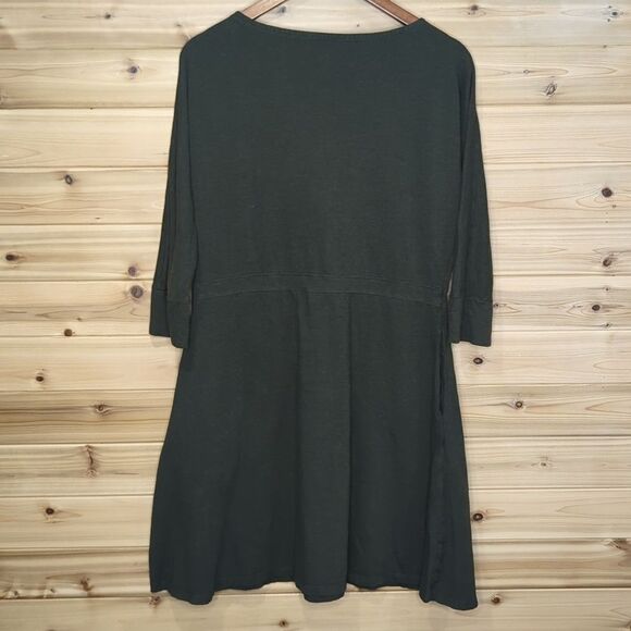 Toad&Co Dress Womens Large Green MizDress Knee Length 3/4 Sleeves Dark Green - Picture 5 of 12